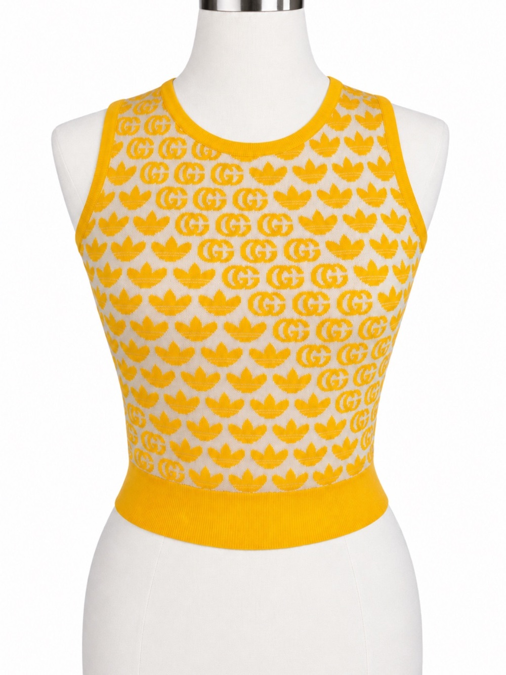 Gucci x adidas Yellow GG Trefoil Knit Tank Top
